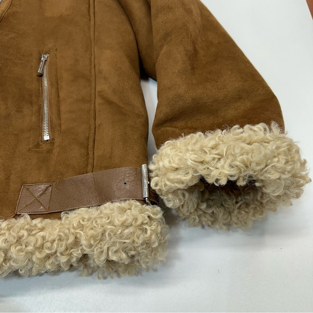 Michael Michael Kors Faux Suede Faux Fur Lined Trim Moto Jacket Womens Size XXL - Picture 9 of 10